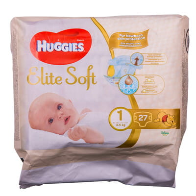 Підгузники для дітей HUGGIES (Хагіс) Elite Soft (Еліт софт) 1 від 3 до 5 кг 27 шт
