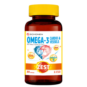 Витамины ZEST (Зест) Omega-3 Cardio & Vessels (Омега-3 кардио и сосуды) диетическая добавка капсулы 30 шт
