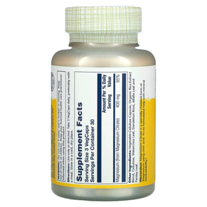 Цитрат магния SOLARAY (Солорай) Magnesium Citrate капсулы для улучшения биодоступности минералов флакон 90 шт