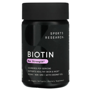 Биотин SPORTS RESEARCH (Спортс Ресеарч) Biotin 10 000 mcg (Max Strength) капсулы мягкие флакон 120 шт
