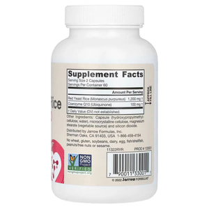 Красный дрожжевой рис + Co-Q10 JARROW FORMULA (Джарроу формула) Red Yeast Rice + Co-Q10 600 mcg капсулы 120 шт
