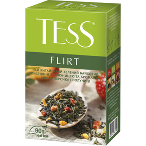 Чай зелений TESS (Тесс) Flirt китайський байховий листовий з полуницею та ароматом білого персика і полуниці 90 г