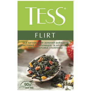 Чай зелений TESS (Тесс) Flirt китайський байховий листовий з полуницею та ароматом білого персика і полуниці 90 г