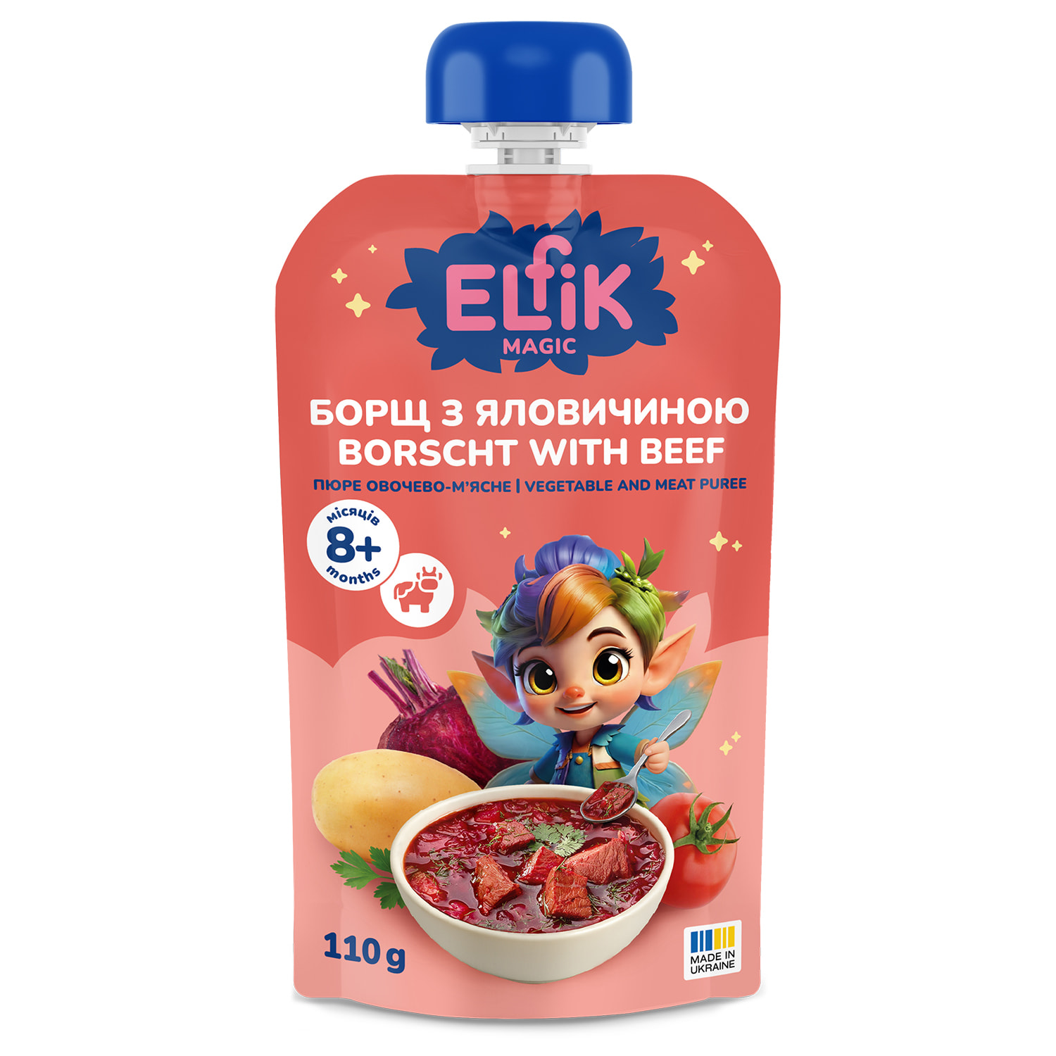 Купить Пюре овощно-мясное детское ELFIK MAGIC (Эльфик меджик) Борщ