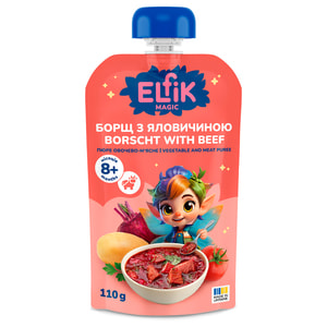 Пюре овощно-мясное детское ELFIK MAGIC (Эльфик меджик) Борщ с говядиной 110 г