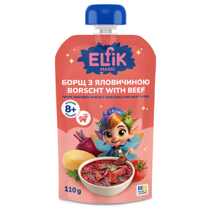 Пюре овощно-мясное детское ELFIK MAGIC (Эльфик меджик) Борщ с говядиной 110 г