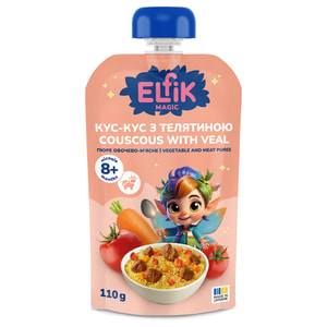 Пюре овощно-мясное детское ELFIK MAGIC (Эльфик меджик) Кус-Кус с телятиной с 8-ми месяцев 110 г