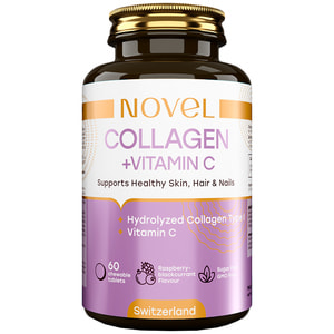 Витамины NOVEL (Новел) Collagen+Vitamin C Коллаген + Витамин С таблетки жевательные флакон 60 шт