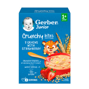 Каша безмолочная детская NESTLE GERBER (Нестле Гербер) Мультизлаковая с хрустящими хлопьями и кусочками клубники для детей от 1 года 200 г