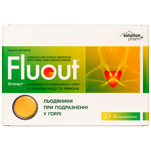 Флюаут леденцы при раздражении в горле со вкусом меда и лимона 2 блистера по 12 шт Solution pharm