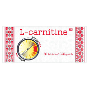 Дієтична добавка Л-Карнітин Фармаком сприяє підвищенню загальної працездатності таблетки 8 блістерів по 10 шт