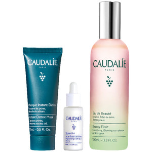 Набір CAUDALIE (Кадалі) Beauty Elixir 100 mL Set - Xmas 2026 Еліксир-вода для краси обличчя 100 мл + Сяюча сироватка 10 мл + Маска Детокс 15 мл