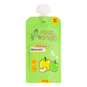 Пюре фруктове дитяче MARK&MART (Марк і Март) Запечене яблучко без цукру гомогенізоване стерильне 120 г