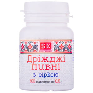 Дрожжи пивные с серой таблетки по 0,5 г флакон 100 шт Фармаком