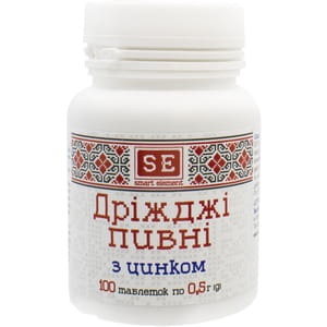 Дріжджі пивні з цинком таблетки по 0,5 г флакон 100 шт Фармаком