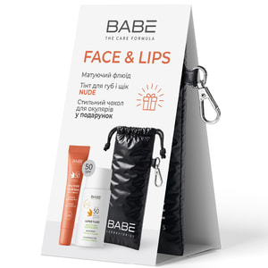 Набор косметический BABE LABORATORIOS (Бабе Лабораториос) Face and Lips nude Флюид для лица 50 мл + Тинт для губ 20 мл + Чехол для очков
