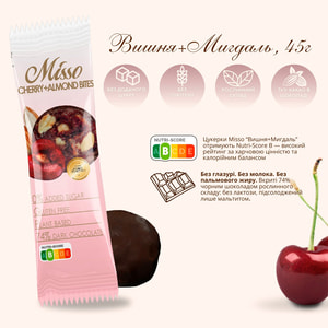 Конфеты MISSO (Миссо) Вишня+миндаль с корицей в шоколаде 45 г