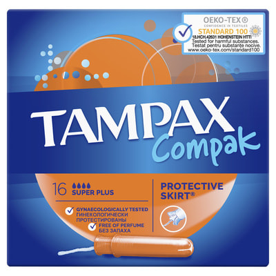 Тампоны женские TAMPAX (Тампакс) Compak (Компакт) Super Plus (Супер Плюс) с аппликатором 16 шт