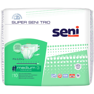 Подгузники для взрослых Seni (Сени) Super Trio Medium (Супер Трио Медиум) размер M/2 10 шт