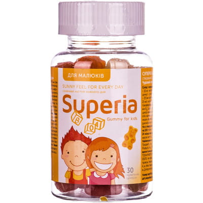 Витамины и минералы для малышей Суперия Гамми жевательные конфеты с витамином С, витамином Д и цинком 30 шт