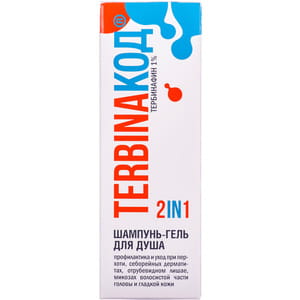 Шампунь-гель для душа Тербинакод 2 в 1 от перхоти и себореи 200 мл