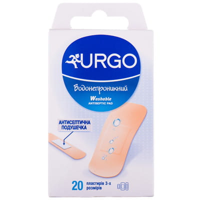Пластырь медицинский URGO (Урго) Набор водонепроницаемый с антисептиком 20 шт