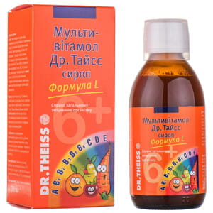 Вітаміни і мінерали Мультивітамол Доктор Тайс сироп формула L з вітаміном С і вітаміном Д флакон 200 мл