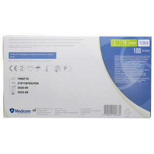 Перчатки латексные смотровые припудренные нестерильные Medicom (Медиком) Safe-Touch (Сейф тач) E-series Latex размер L 1 пара