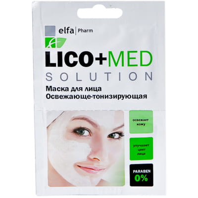 Маска для обличчя ELFA PHARM Lico+Med (Ельфа Фарм Ліко мед) Освіжаюча і тонізуюча 20 мл