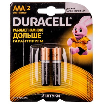 Батарейки DURACELL (Дюрасель) Basic (Базик) AAA алкалиновые 1,5V LR03 2 шт