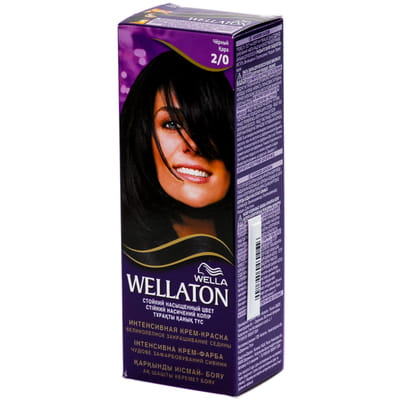 Крем-краска для волос WELLATON (Веллатон) тон 2/0 Черная