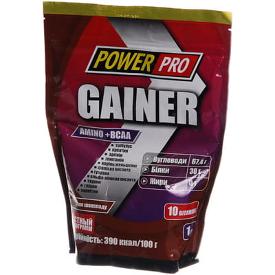 Гейнер с протеином POWER PRO (Павер про) GAINER с шоколадным вкусом 1 кг