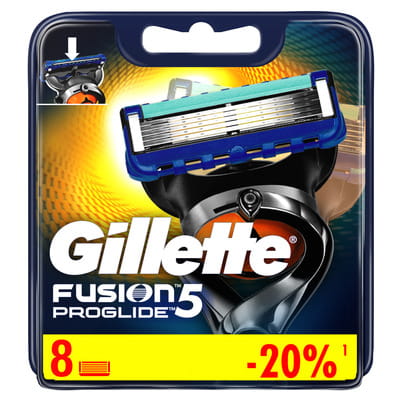 Кассеты сменные для бритья GILLETTE Fusion (Жиллет Фьюжин) ProGlide (Проглайд) 8 шт