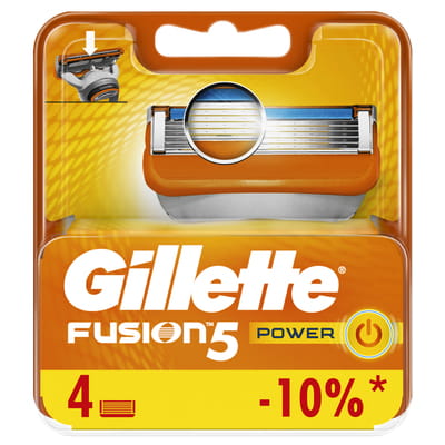 Картриджи для бритья GILLETTE Fusion (Жиллет Фьюжин) Power (Пауэр) 4 шт