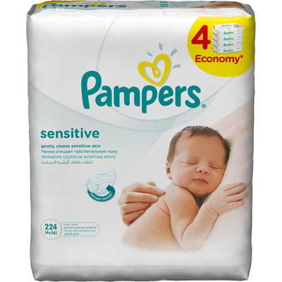 Салфетки влажные детские PAMPERS (Памперс) Sensitive (Сенситив) 4 упаковки по 56 шт