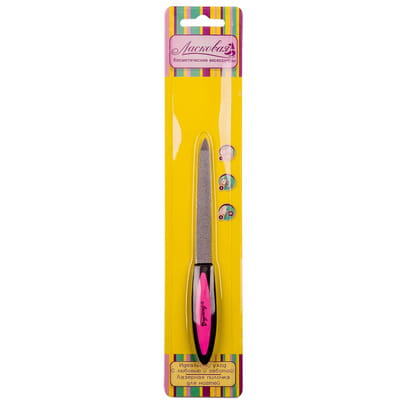 Пилочка для ногтей ЛАСКОВАЯ металлическая лазерная с прорезиненной ручкой большая артикул PCM 05