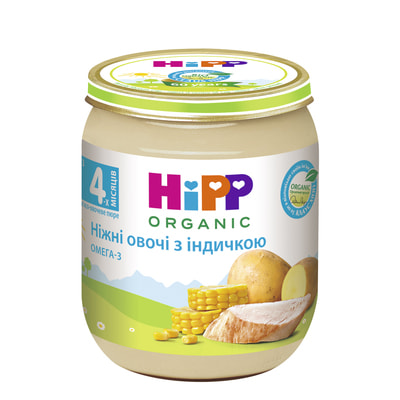 Пюре м'ясо-овочеве дитяче HIPP (Хіпп) Ніжні овочі з індичкою з 4 місяців 125 г