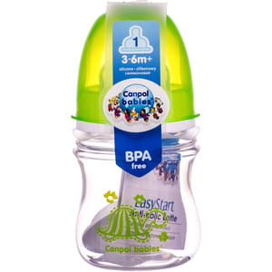 Бутылочка антиколиковая для кормления CANPOL (Канпол) 35/205 Easy Start с широким горлышком Цветные зверята 120 мл