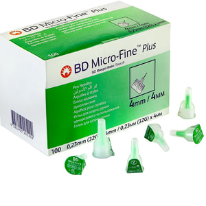 Иглы для шприц-ручки Micro-Fine Plus (Микро-Файн Плюс) размер 32G (0,23 мм x 4 мм) 100 шт