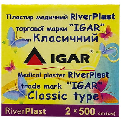 Пластир медичний Riverplast (Риверпласт) Ігар класичний картонна упаковка розмір 2см х 500см 1 шт