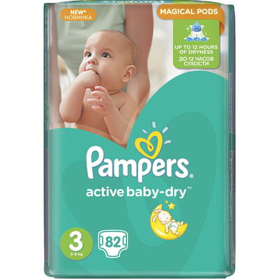 Підгузки для дітей PAMPERS Active Baby (Памперс Актив Бебі) Midi (Міді) 3 від 5 до 9 кг 82 шт