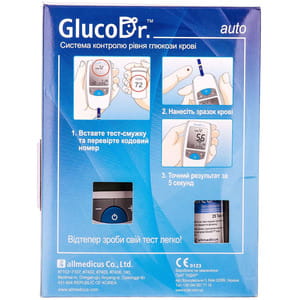 Система для визначення рівня глюкози в крові (глюкометр) GlucoDr auto (Глюкодр) AGM 4000 1 шт