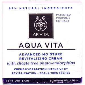 Крем для лица APIVITA (Апивита) AQUA VITA для интенсивного увлажнения и оздоровления кожи с фито-эндорфинами для очень сухой кожи 50 мл