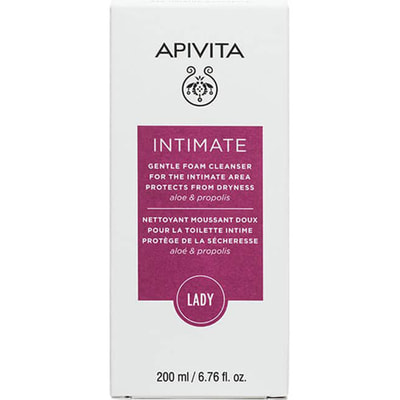 Делікатна очищаюча пінка для интимної гігієни APIVITA (Апівіта) ІНТИМЕЙН захист від сухості з алое та прополісом 200 мл