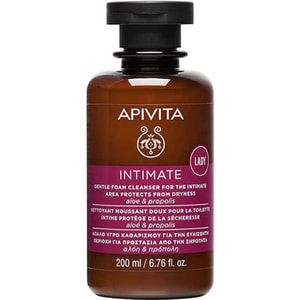 Делікатна очищаюча пінка для интимної гігієни APIVITA (Апівіта) ІНТИМЕЙН захист від сухості з алое та прополісом 200 мл