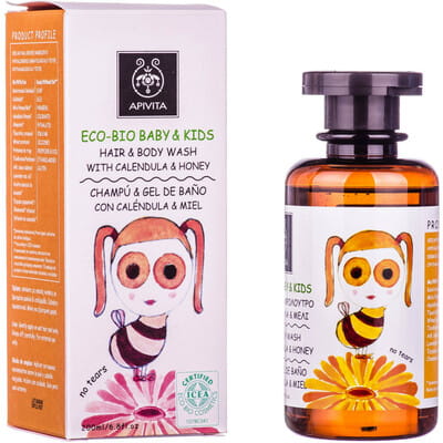 Средство для мытья волос и тела APIVITA (Апивита) ЭКО-БИО БЕБИ КИДС для детей с календулой и мёдом 200 мл