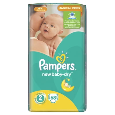 Подгузники для детей PAMPERS New Baby (Памперс Нью Бэби) 2  от 3 до 6 кг 68 шт