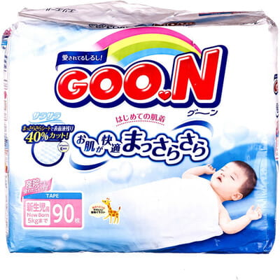 Подгузники для детей GOO.N (Гун) регулярные размер SS для новорожденных унисекс мега упаковка 90 шт