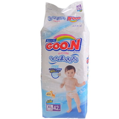 Подгузники для детей GOO.N (Гун) регулярные размер В очень большие унисекс от 12 до 20 кг мега упаковка 42 шт