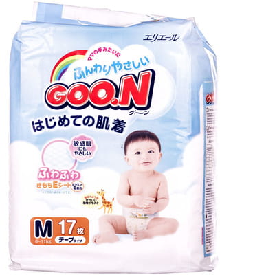 Подгузники для детей GOO.N (Гун) регулярные размер М средние унисекс от 6 до 11 кг стандарт 17шт